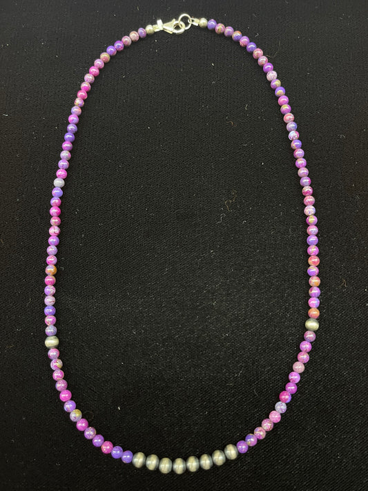 18" 4mm Purple Mojave Beads 5mm Navajo Pearls