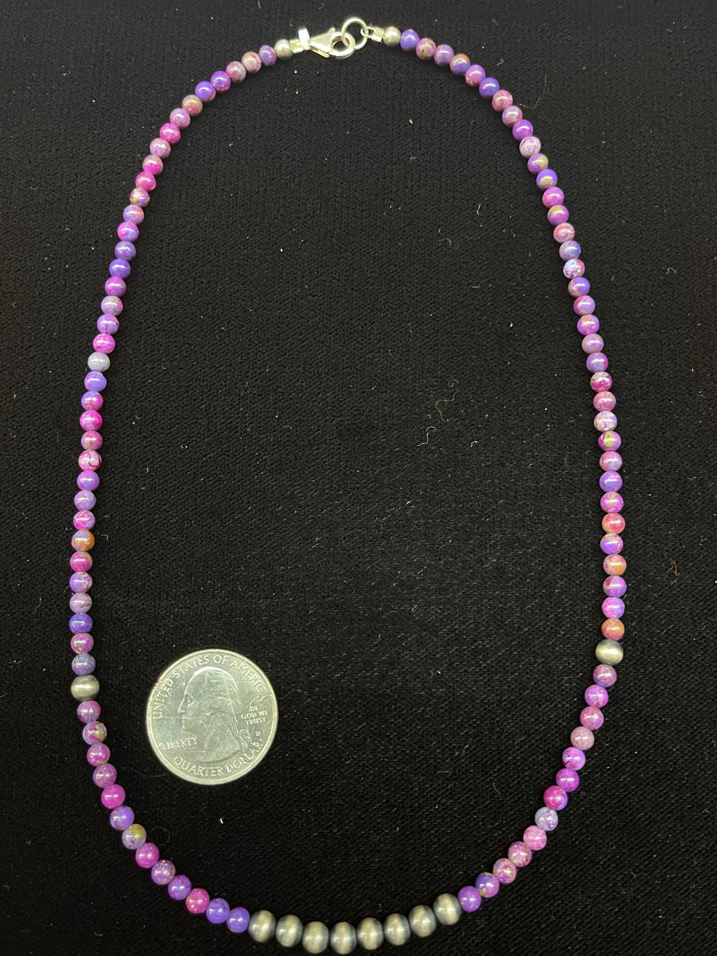 18" 4mm Purple Mojave Beads 5mm Navajo Pearls