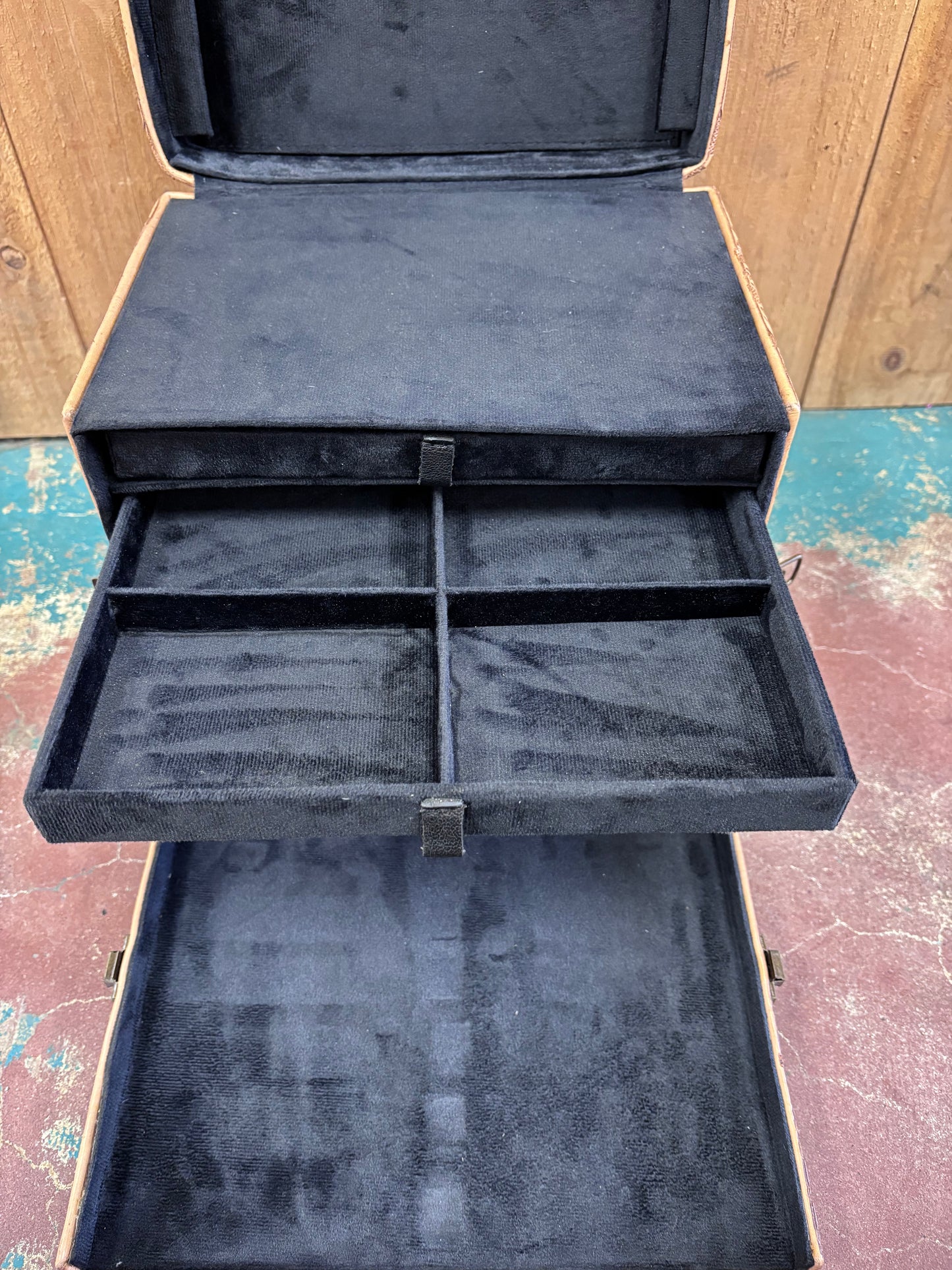 Cowhide Train Case Jewelry Box