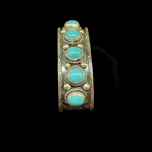 6 3/4" Sleeping Beauty Turquoise Cuff Bracelet by Boyd Ashley, Navajo