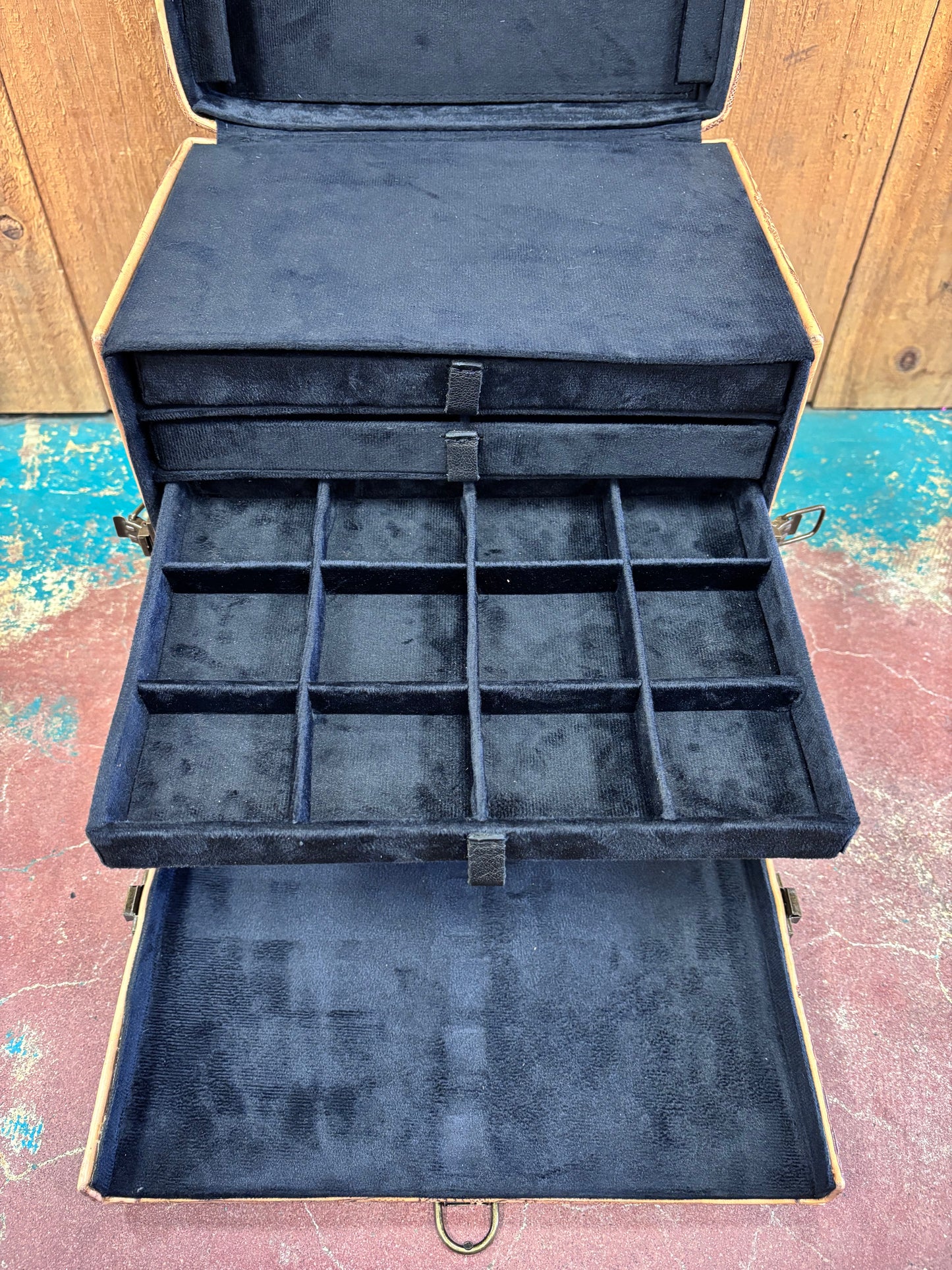 Cowhide Train Case Jewelry Box