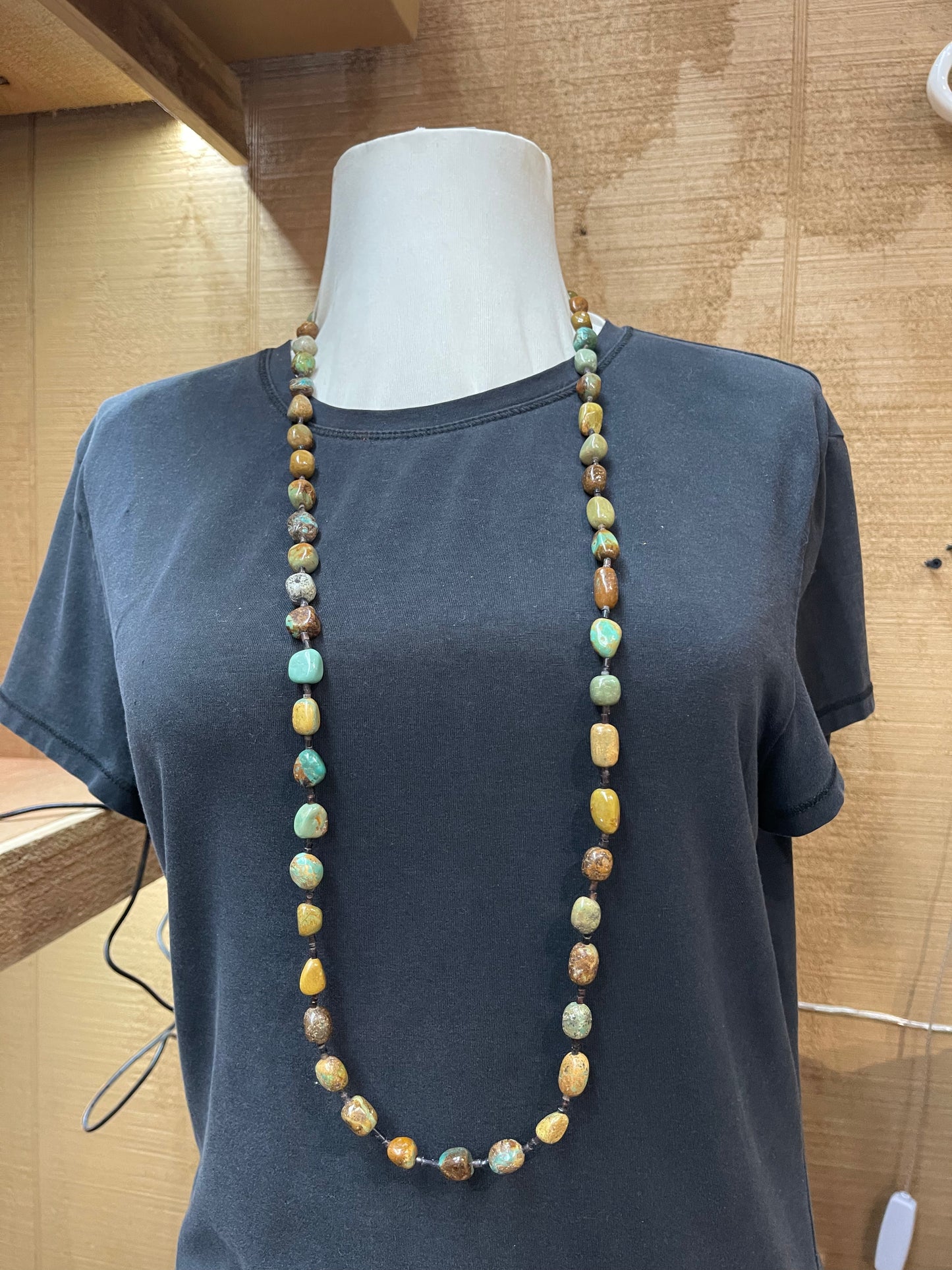 40" Royston Turquoise Nuggets and Pinshell Beads
