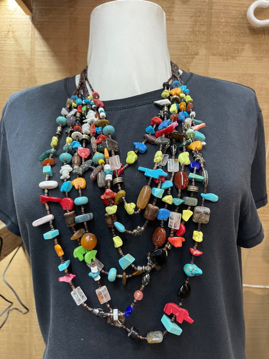 Multi Stone 7 Strand Fetish Necklace