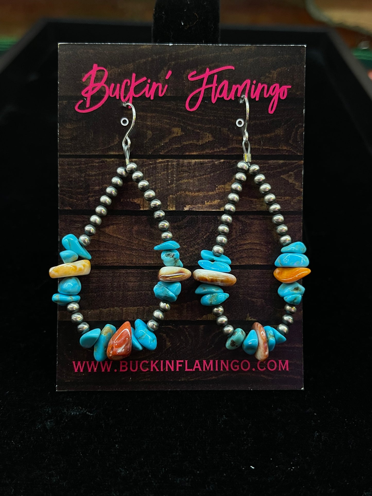 Navajo Pearls Turquoise and Spiny Oyster Earrings