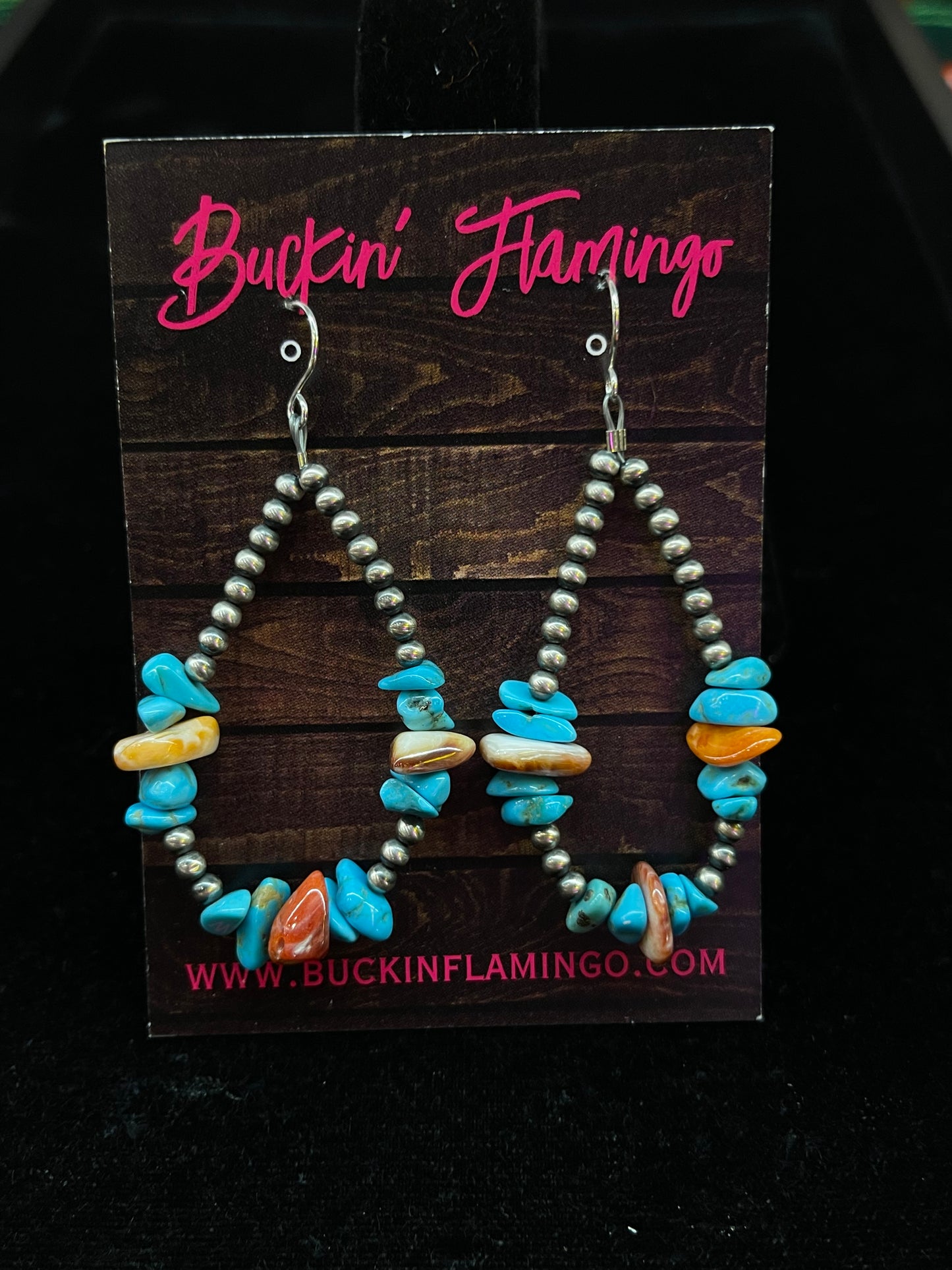 Navajo Pearls Turquoise and Spiny Oyster Earrings