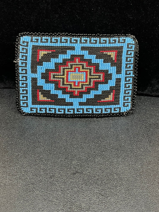 Blue Beaded Belt Buckle