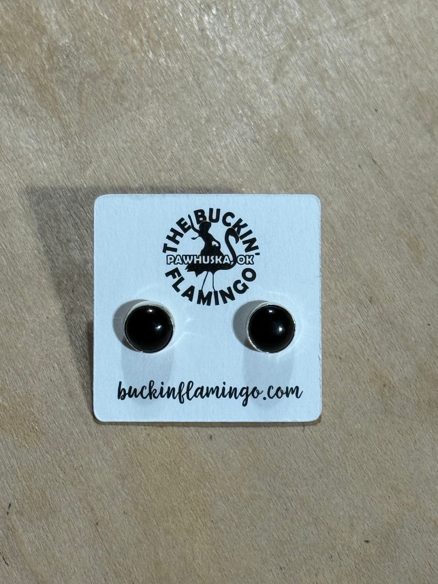 Black Onyx Stud Earrings 8.5mm