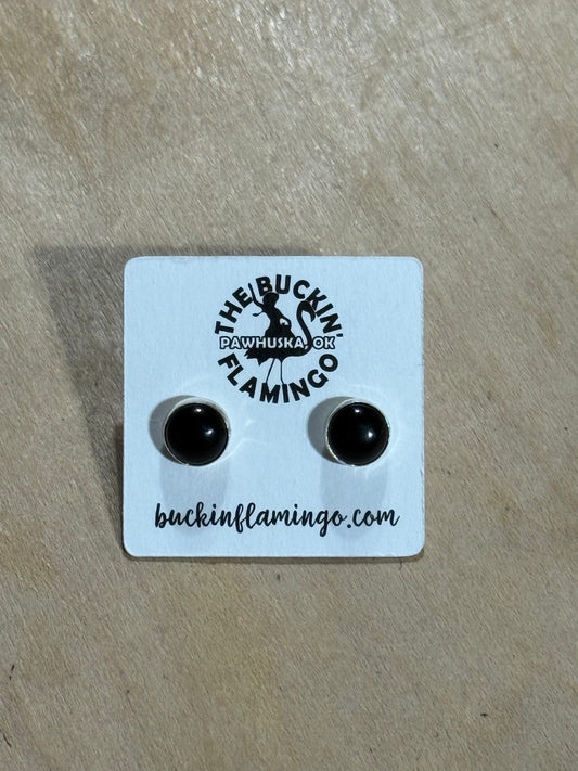 Black Onyx Stud Earrings 8.5mm