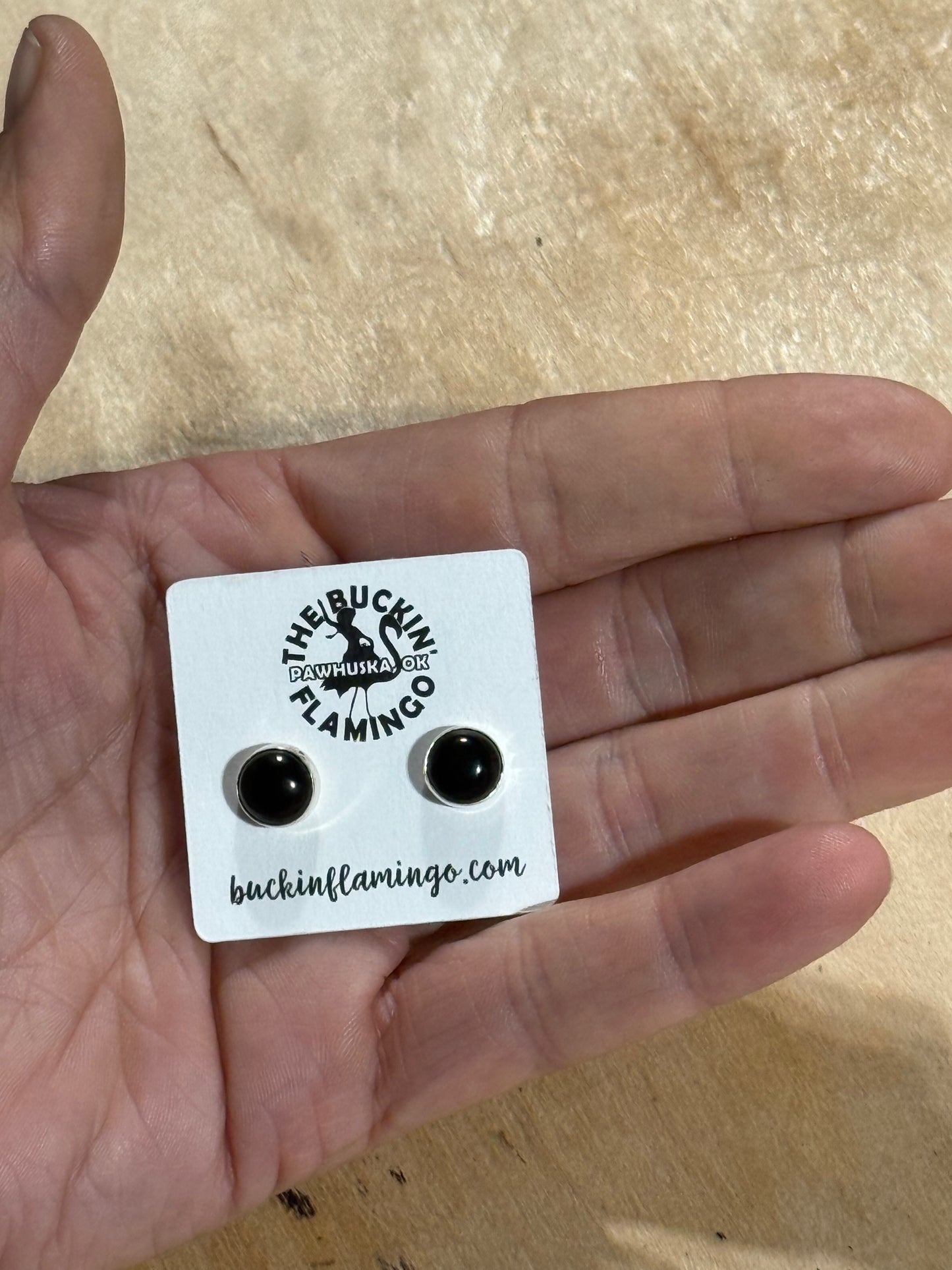 Black Onyx Stud Earrings 8.5mm