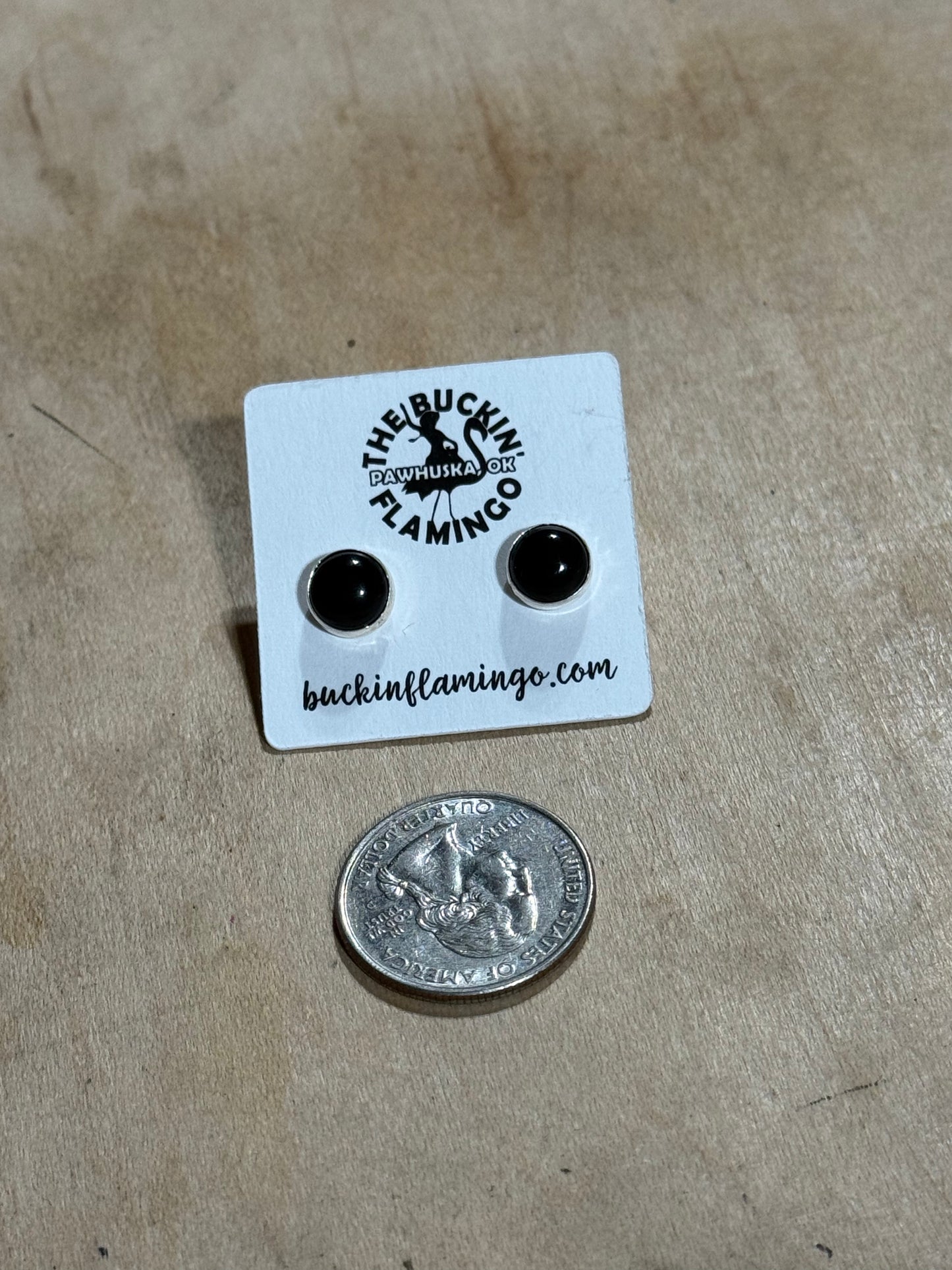 Black Onyx Stud Earrings 8.5mm