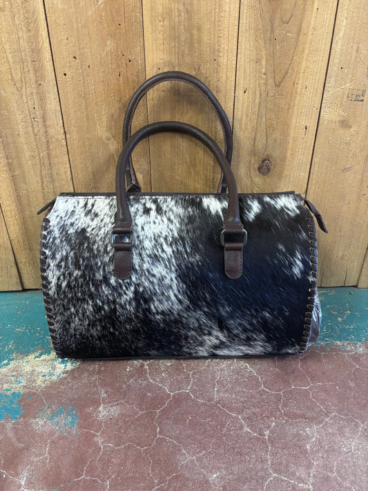 Large Black And White Cowhide Speedy Bag Leather Purse