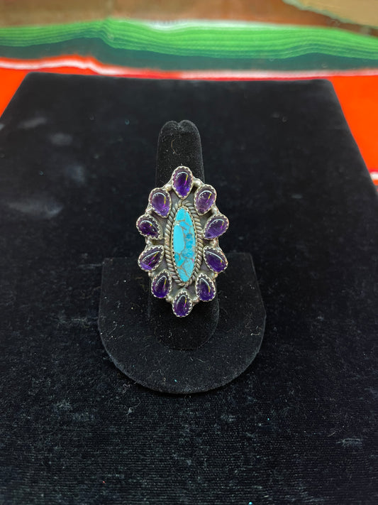 Amethyst and Turquoise Ring