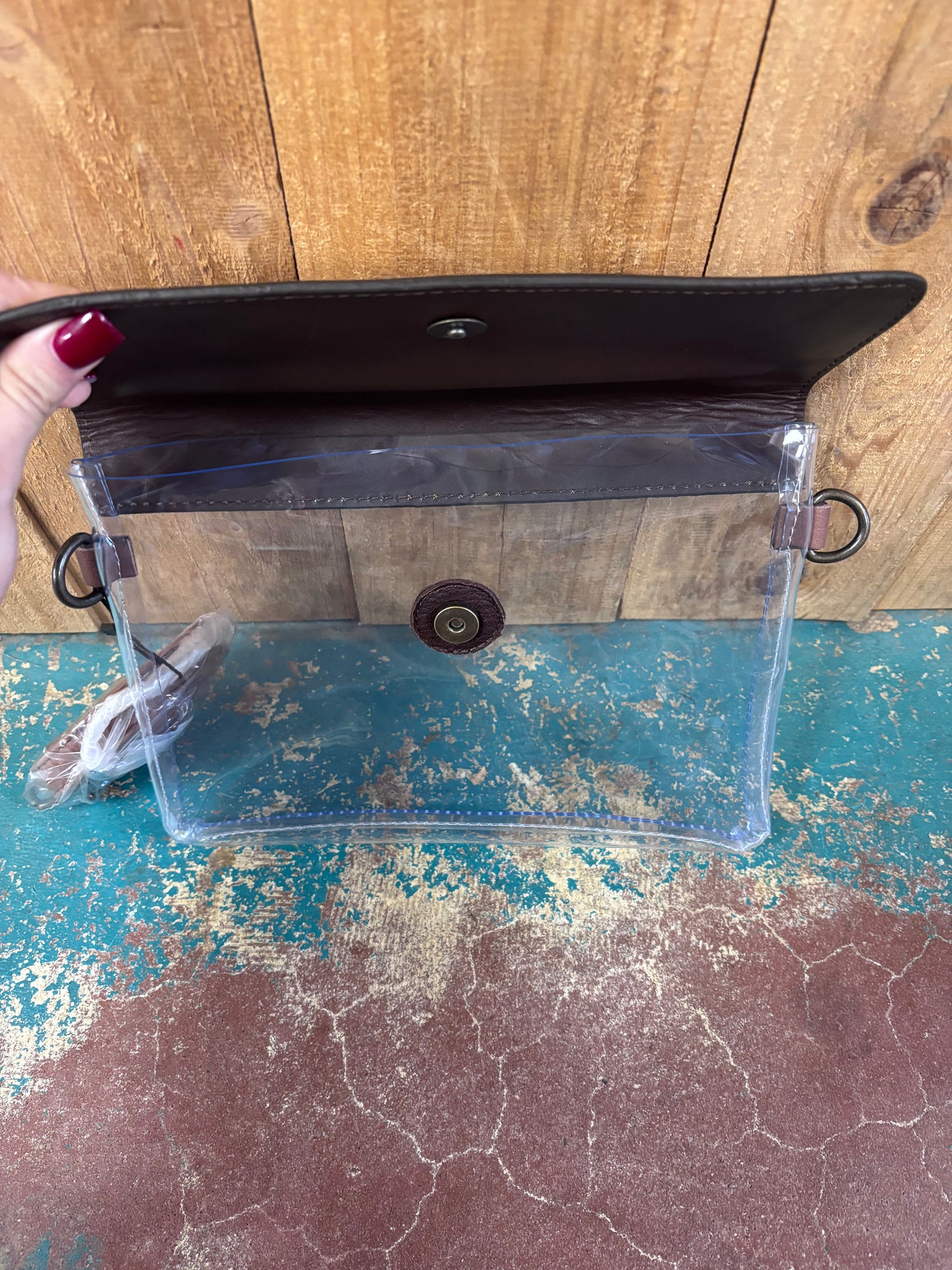 Clear Flower Tooled Leather Purse