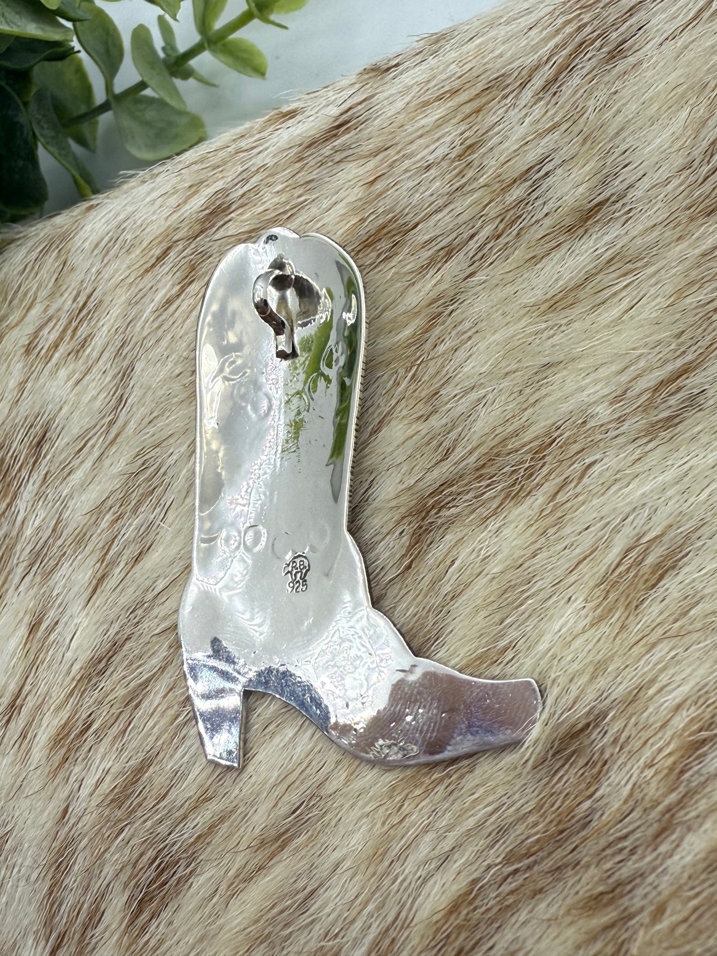 Stamped Boot Pendant with Shepherd's Hook Bail by Jeremy Delgarito, Navajo