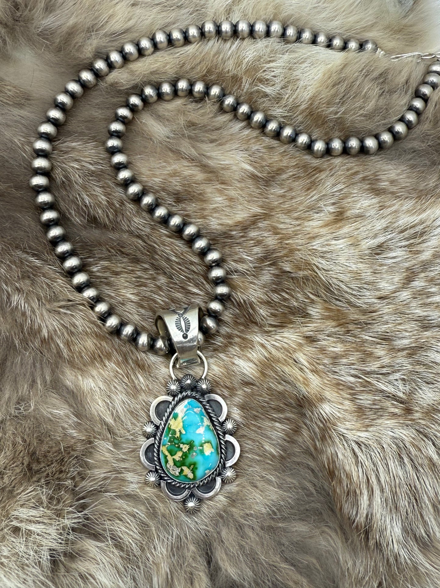 18" SONORAN GOLD TURQUOISE TOM LEWIS 6MM 14 MM BALE by Tom Lewis, Navajo