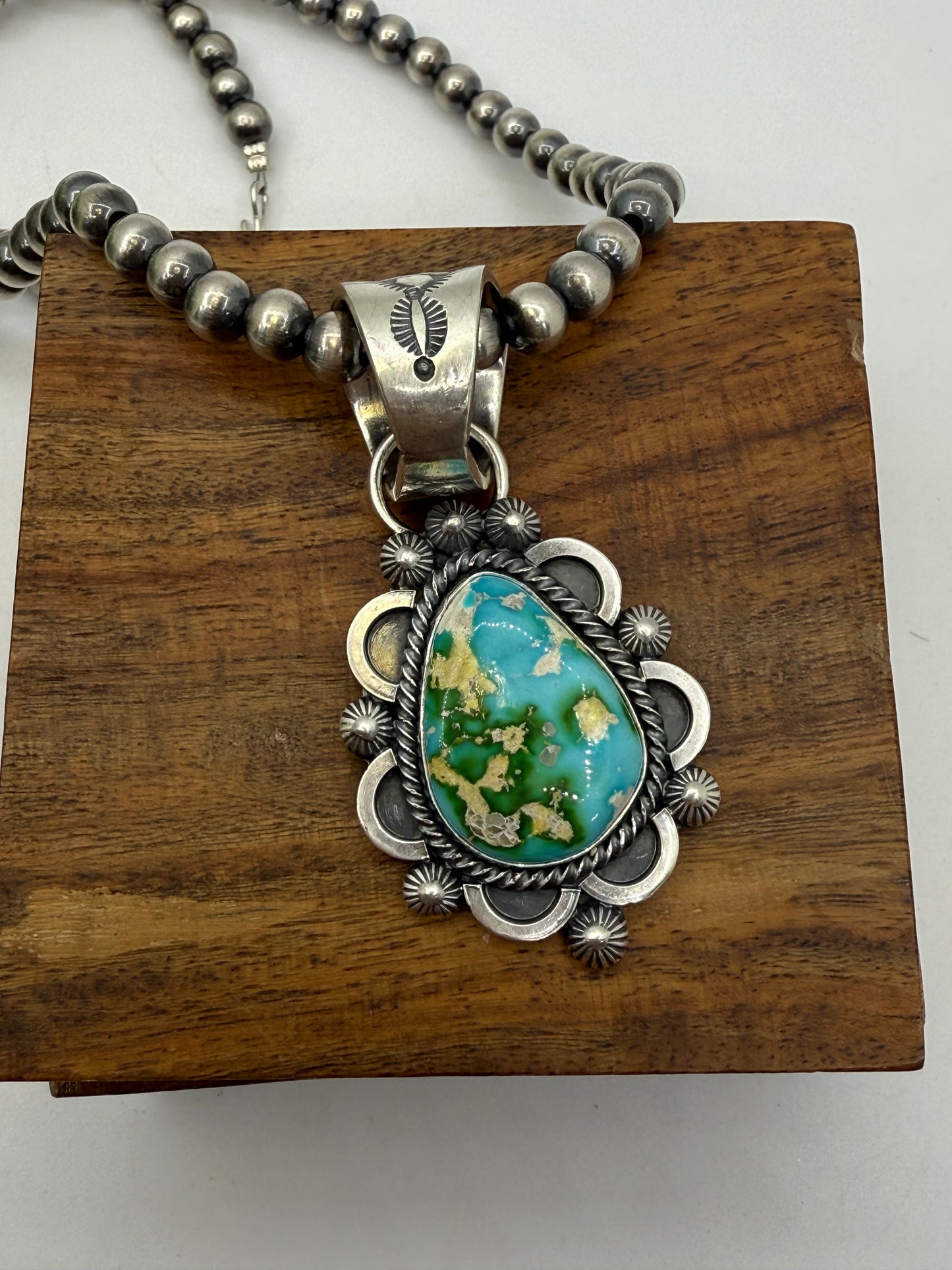 18" SONORAN GOLD TURQUOISE TOM LEWIS 6MM 14 MM BALE by Tom Lewis, Navajo