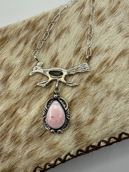 20" Pink Conch Shell Road Runner by Michael Yazzie, Navajo