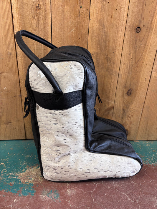 Sliver Spotted White Cowhide Boot Bag