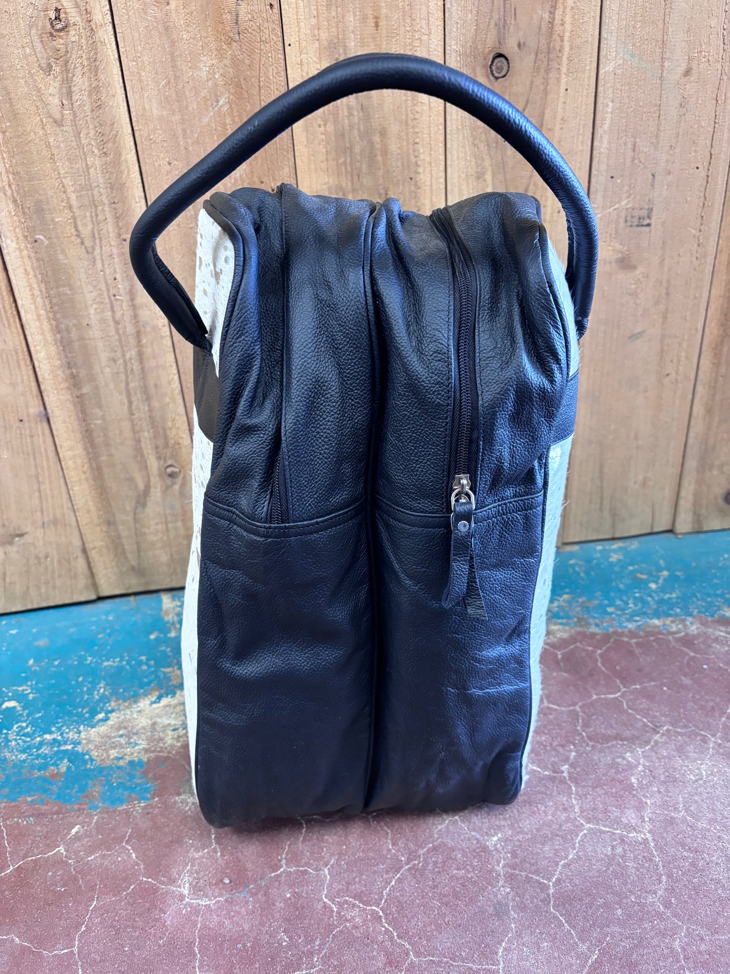 Sliver Spotted White Cowhide Boot Bag