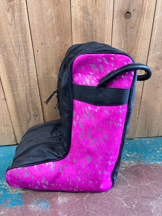 Sliver Spotted Pink Cowhide Boot Bag