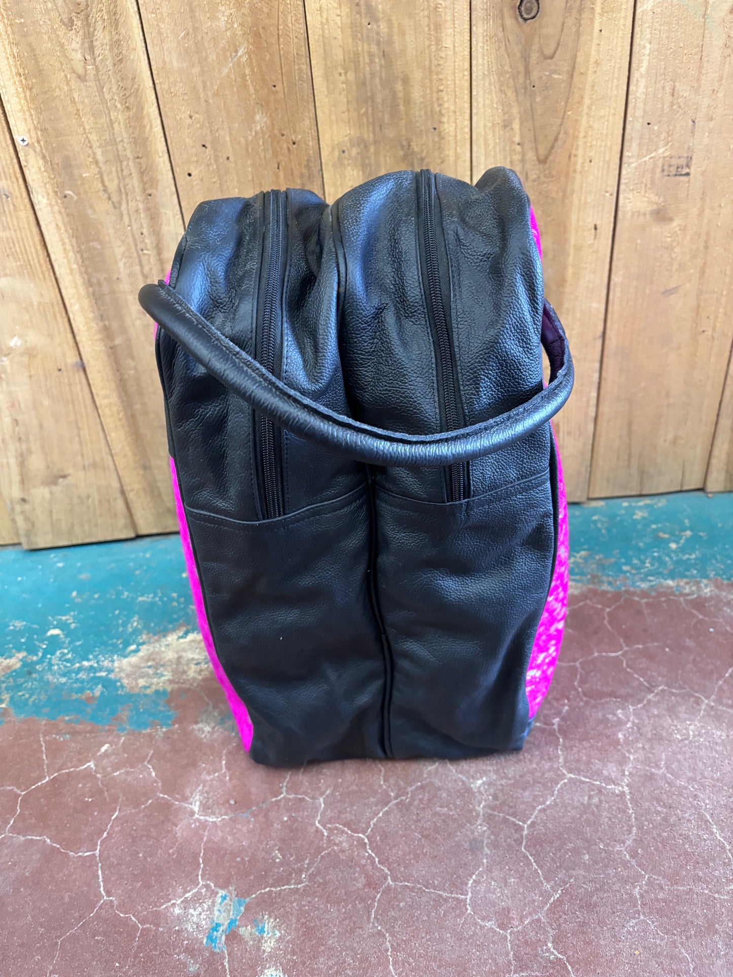 Sliver Spotted Pink Cowhide Boot Bag
