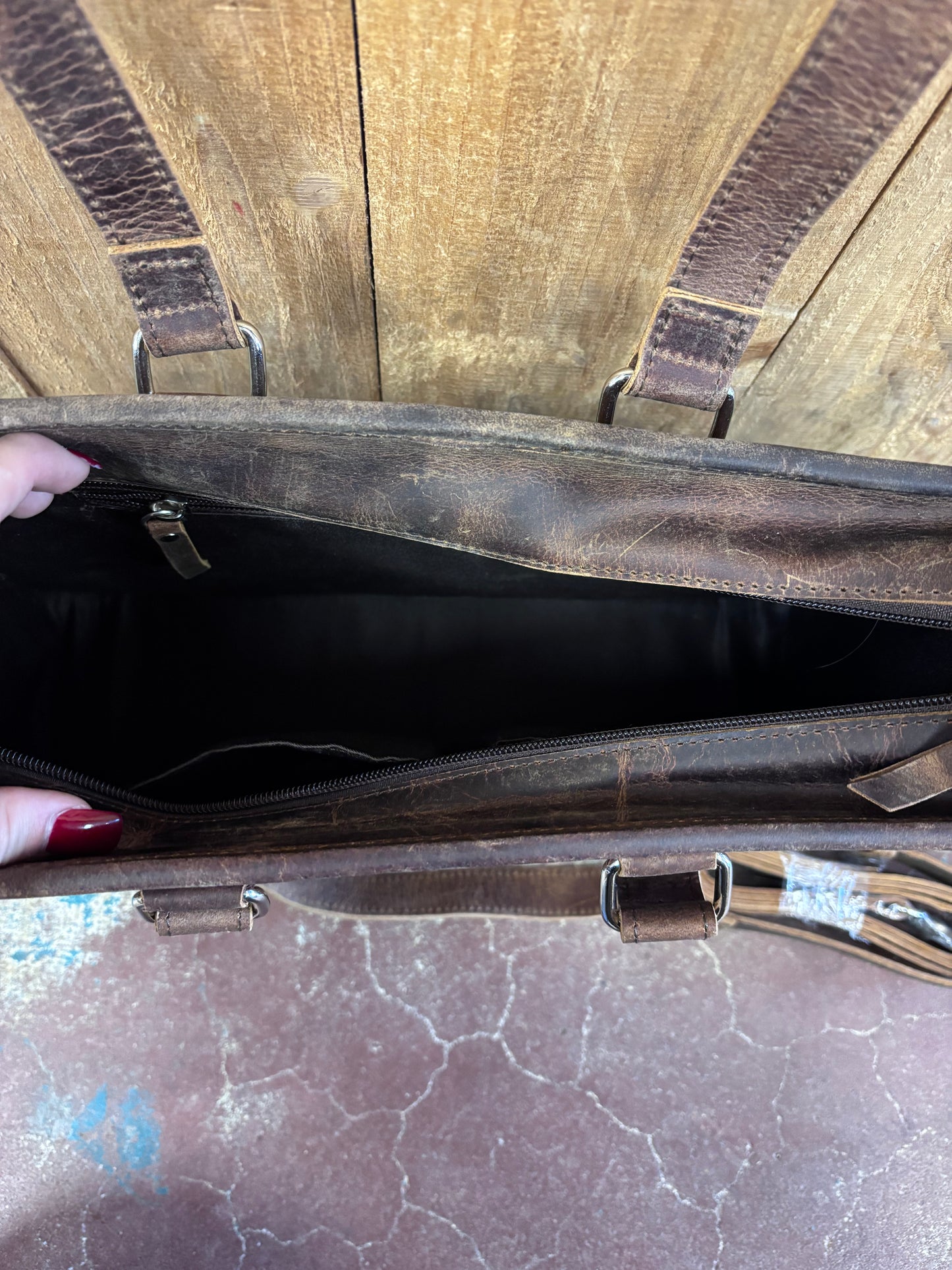 Brown Sunflower Tooled Leather Handbag Purse