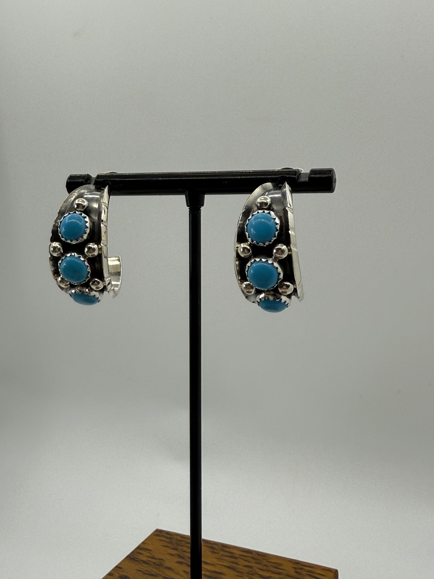 3 Stone Hoops by Reed Charley, Navajo