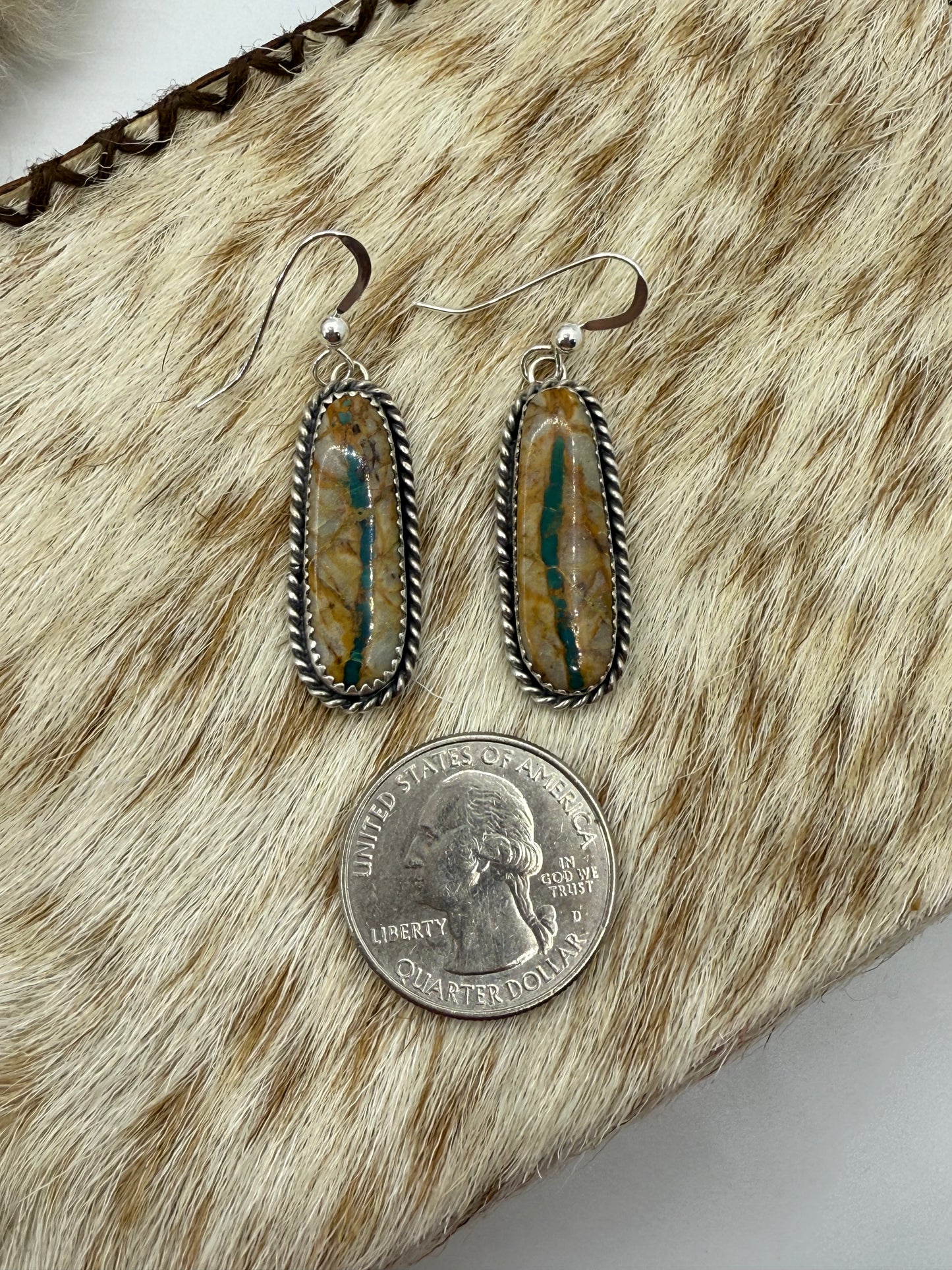 Boulder Ribbon Turquoise Earrings by Virginia Becenti, Navajo