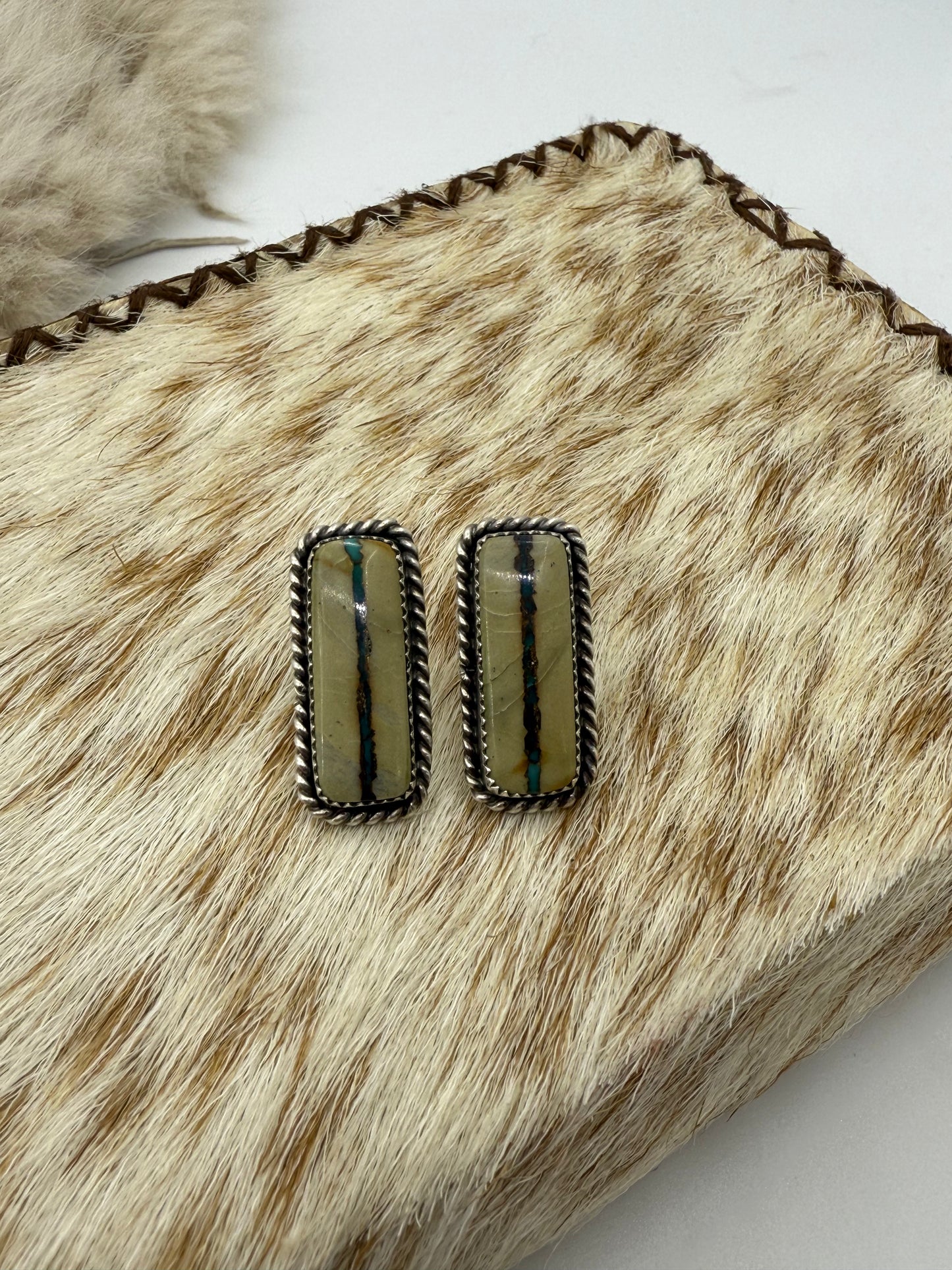 Boulder Turquoise Earrings By Viginia Becenti, Navajo