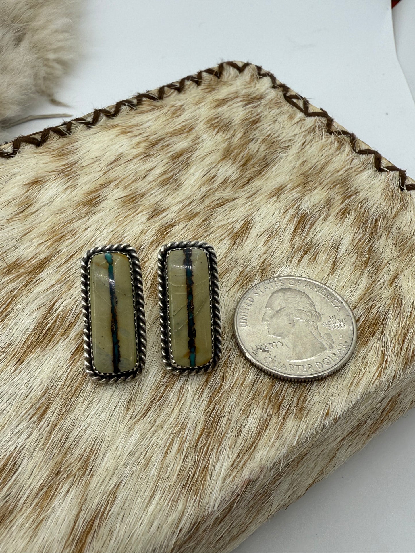 Boulder Turquoise Earrings By Viginia Becenti, Navajo