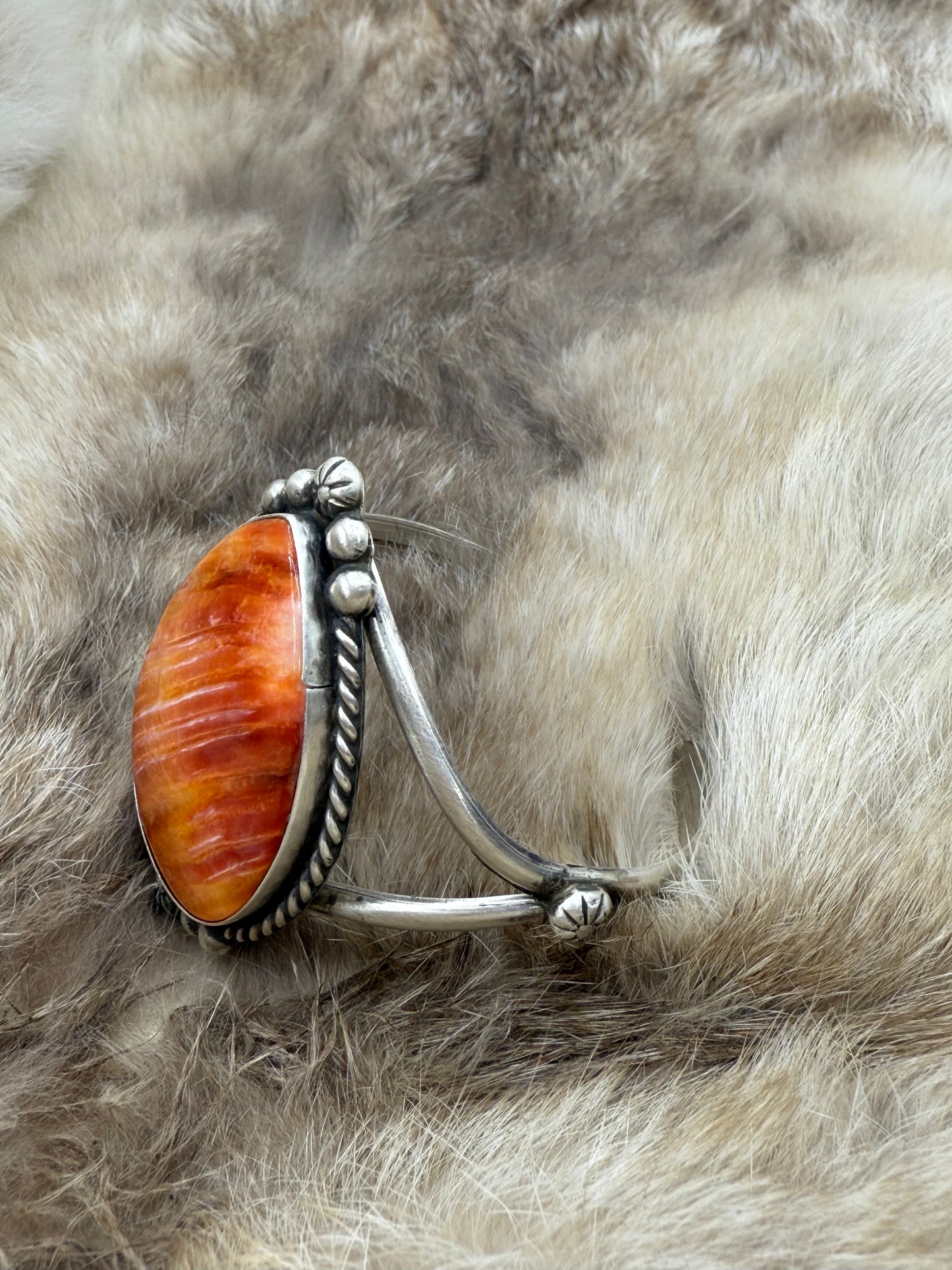5.75" -7" Orange Spiny Oyster Cuff  by Augustine Largo, Navajo