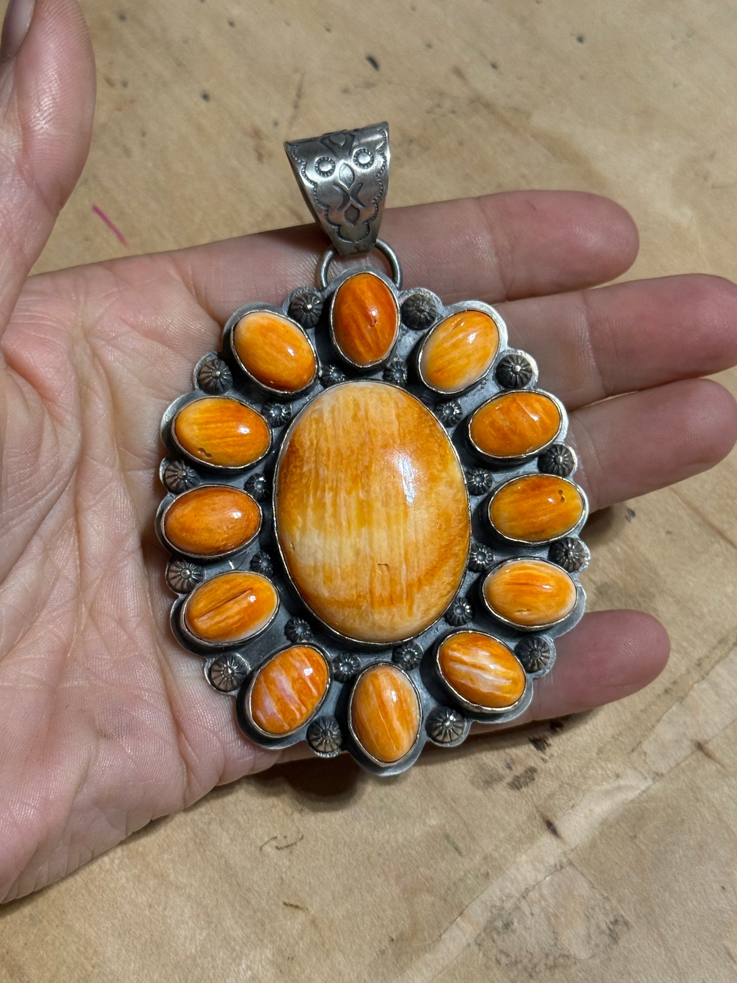 Spiny Oyster Cluster Pendant by Ned Nez, Navajo
