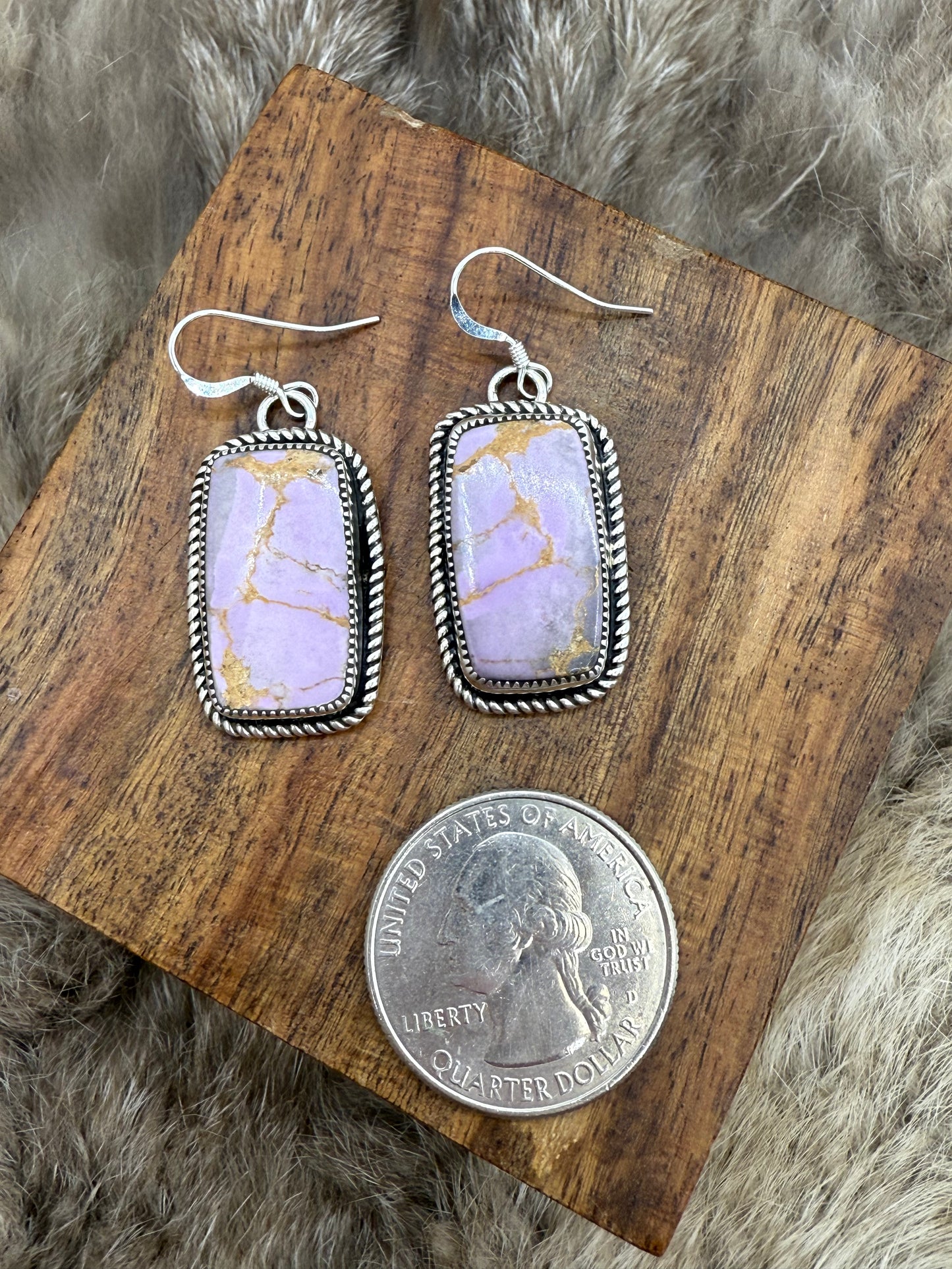 Purple Desert Phosphosiderite Earrings by Joelias Draper, Navajo