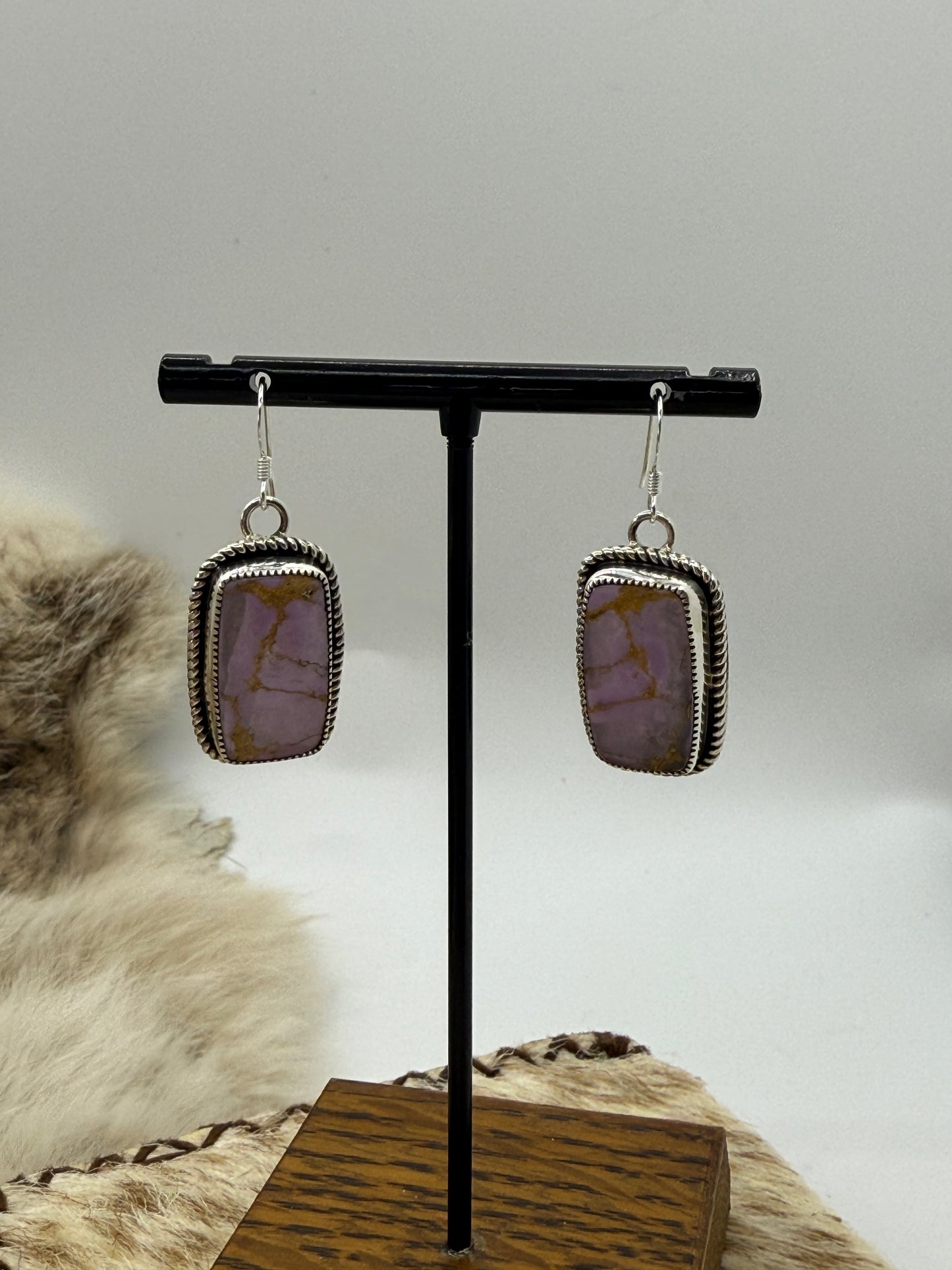 Purple Desert Phosphosiderite Earrings by Joelias Draper, Navajo