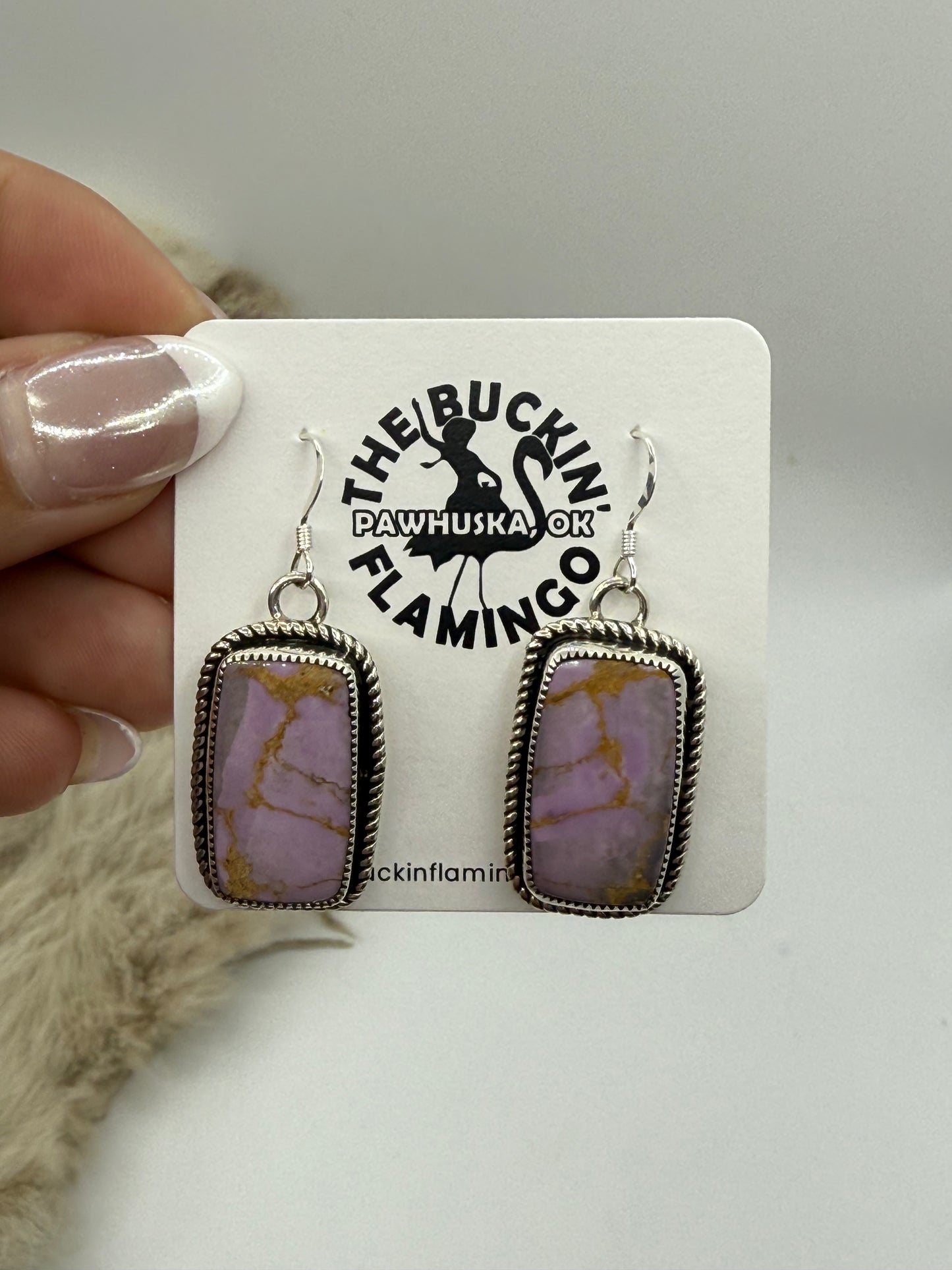 Purple Desert Phosphosiderite Earrings by Joelias Draper, Navajo