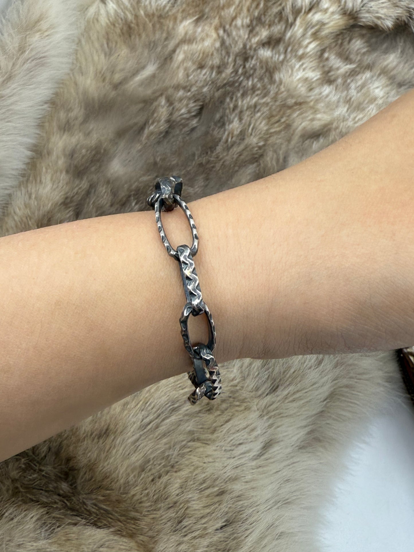 7" Handmade Paperclip Chain Bracelet with Turquoise by Bad Bronc