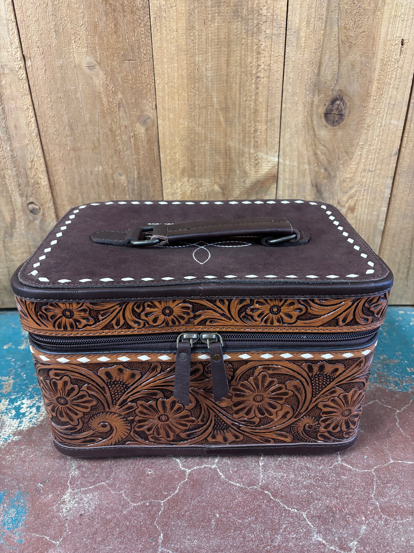 Large Brown Boot Stitched Jewelry Box
