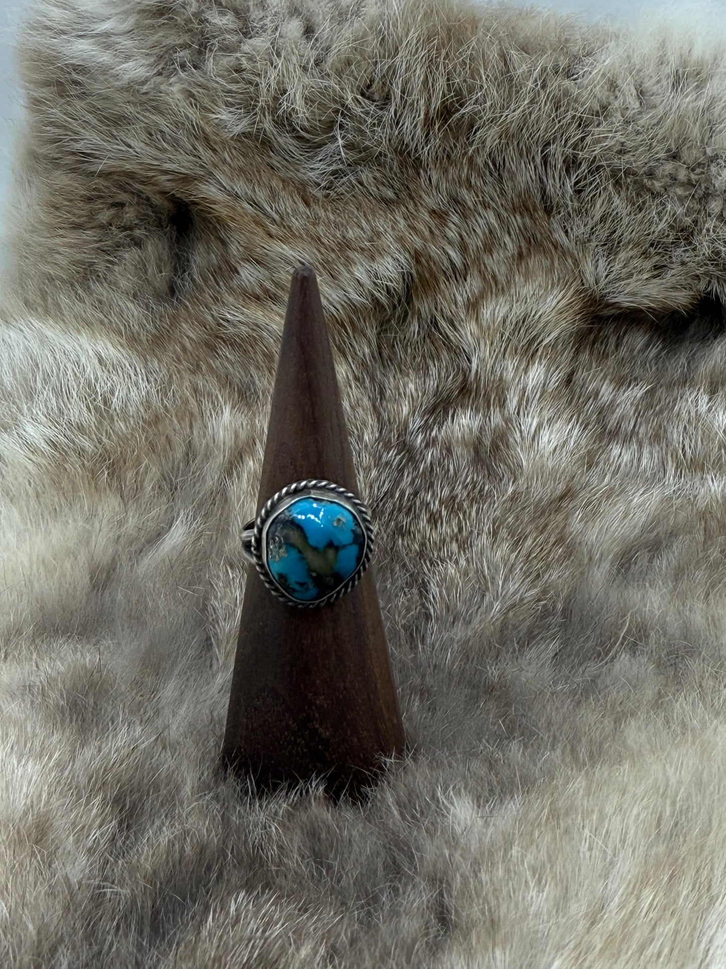 7.5 Turquoise Ring by Sheila Tso, Navajo