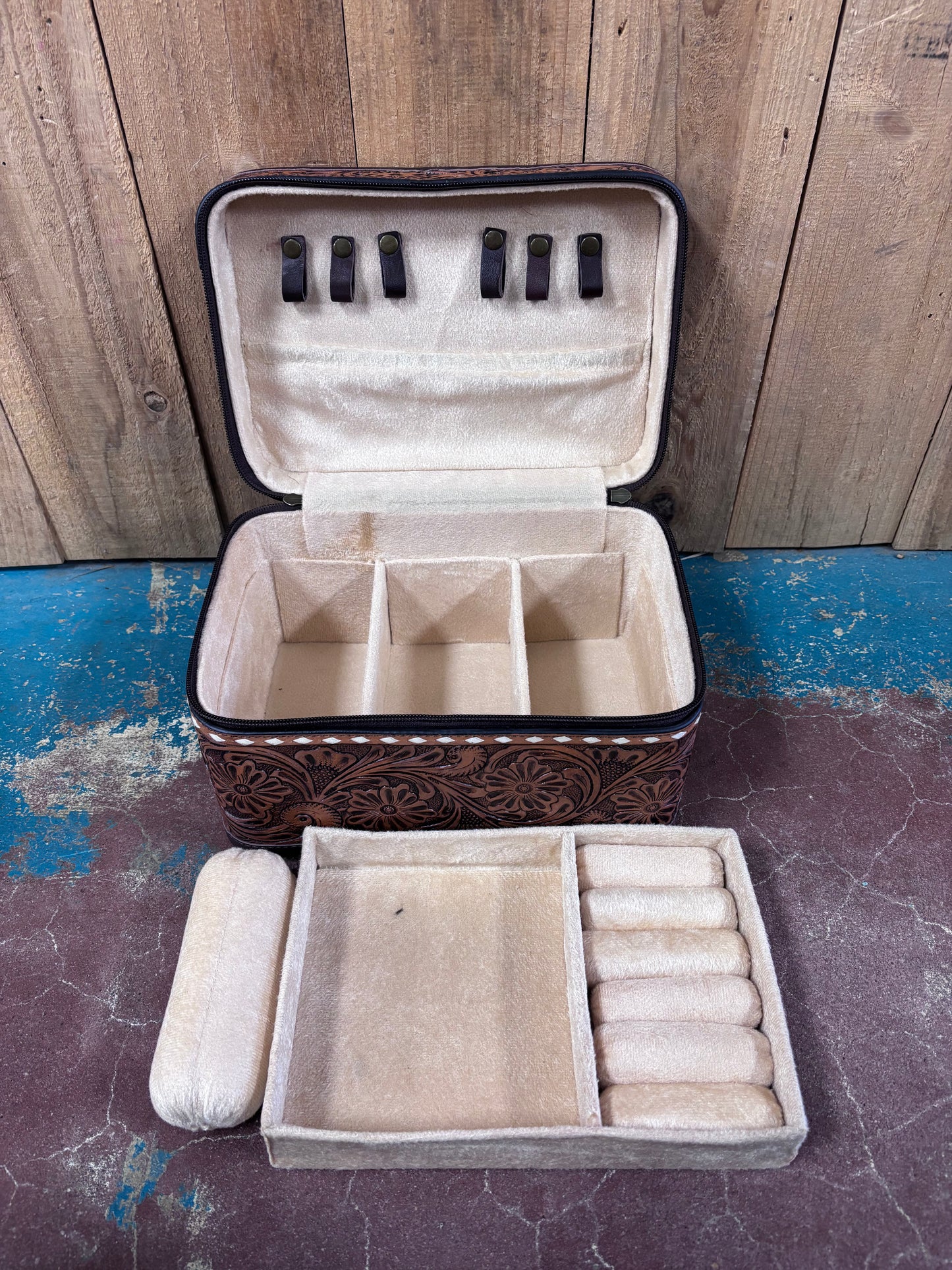 Large Brown Boot Stitched Jewelry Box