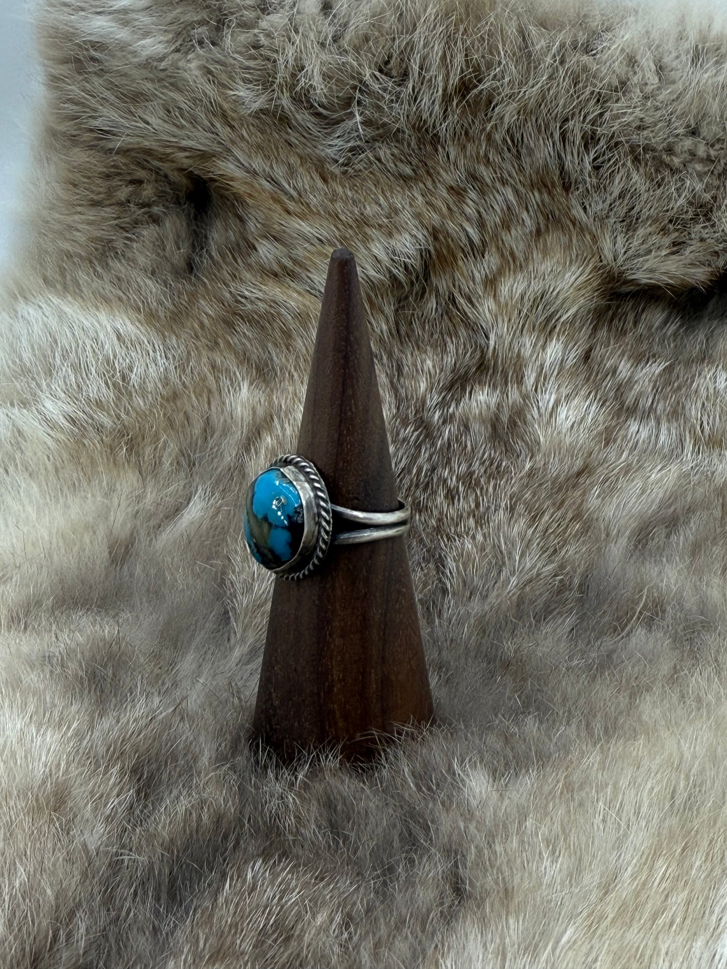 7.5 Turquoise Ring by Sheila Tso, Navajo