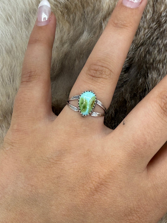 8.0 Sonoran Gold Turquoise Single Stone Ring by Gerald Joe, Navajo