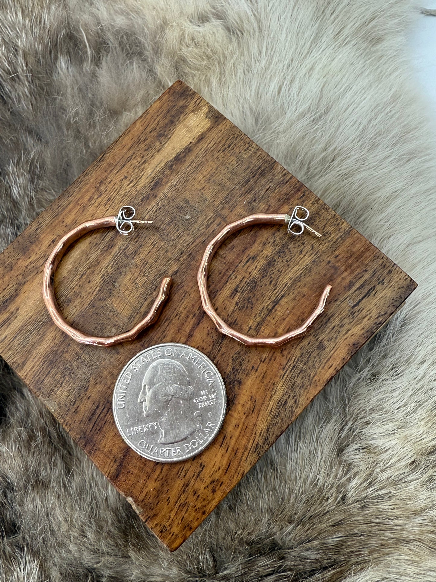 Hammered Wire Copper Hoops by Elaine Tahe, Navajo