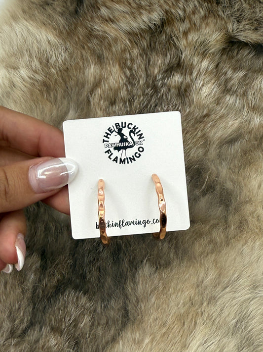 Hammered Wire Copper Hoops by Elaine Tahe, Navajo