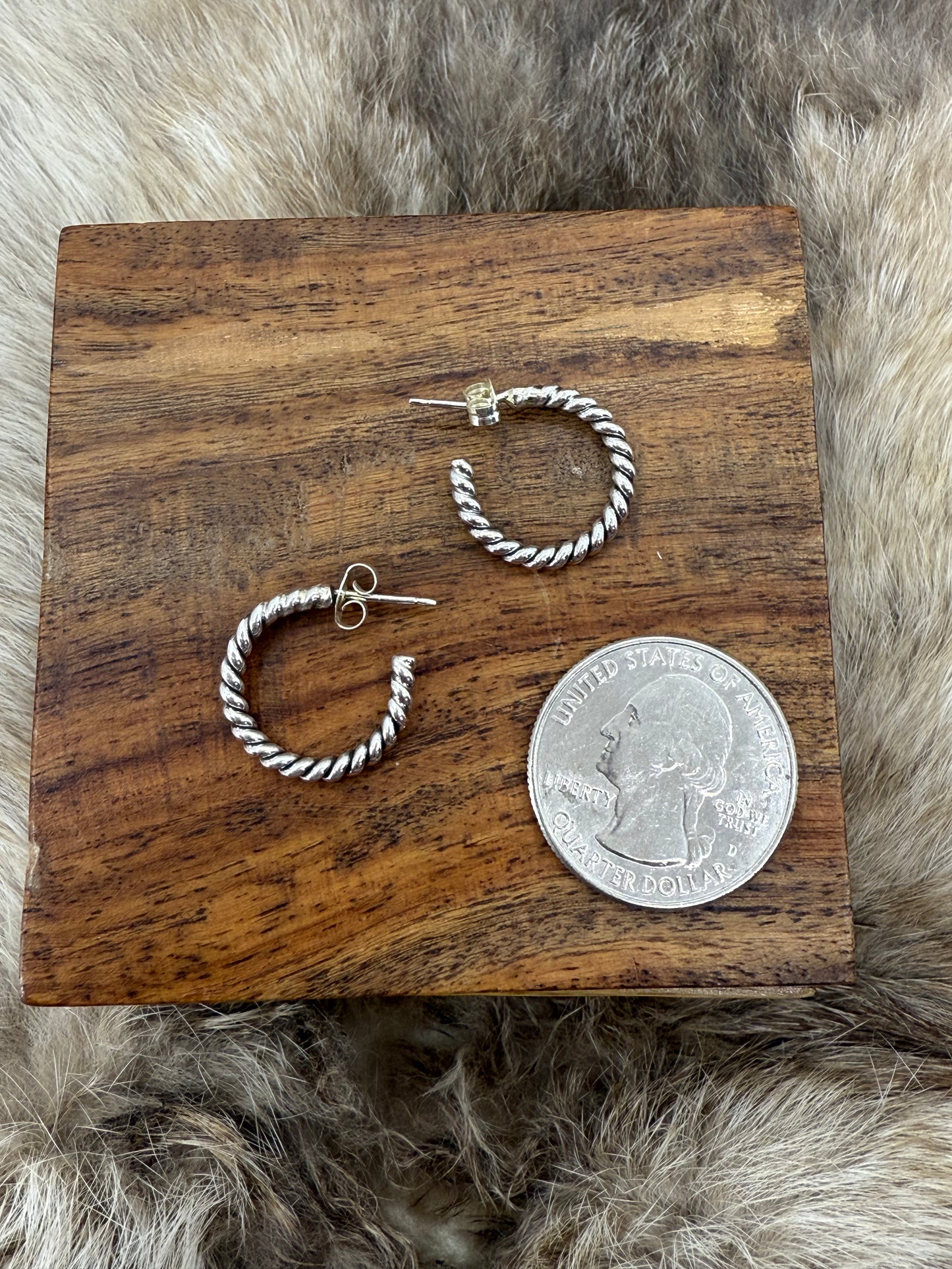 Small Twisted Wire Hoops by Elaine Tahe, Navajo