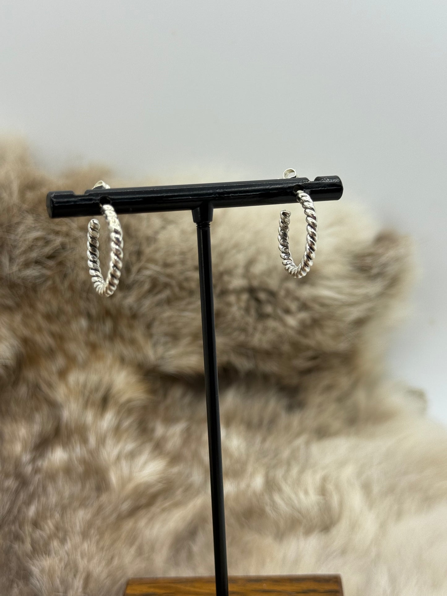 Small Twisted Wire Hoops by Elaine Tahe, Navajo