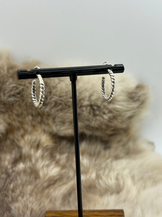 Small Twisted Wire Hoops by Elaine Tahe, Navajo