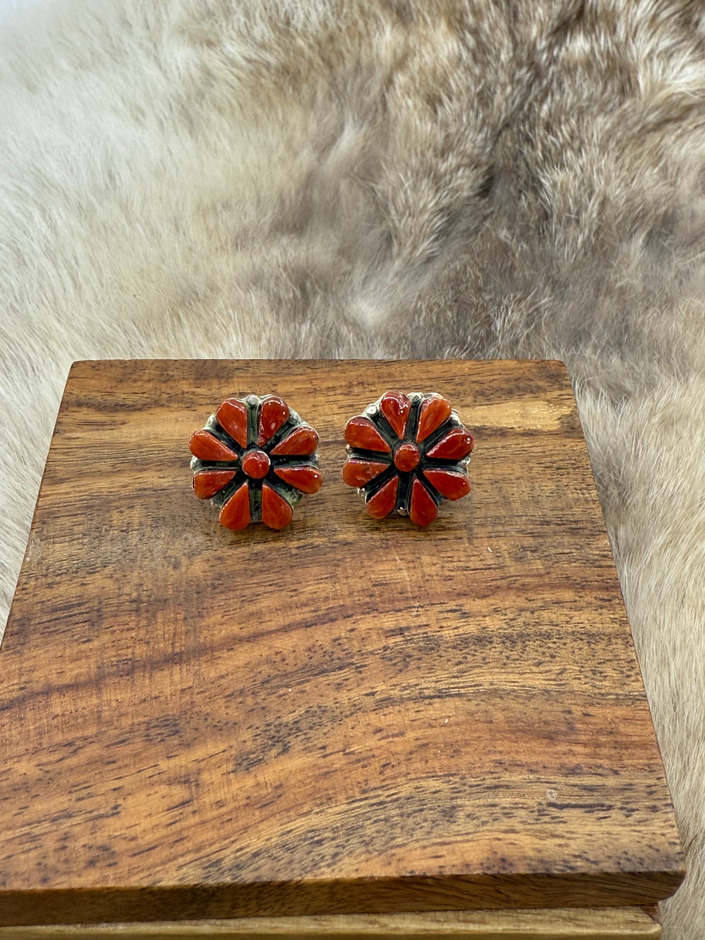 Coral Cluster Earrings by Arlo & Rose Kanteena, Zuni