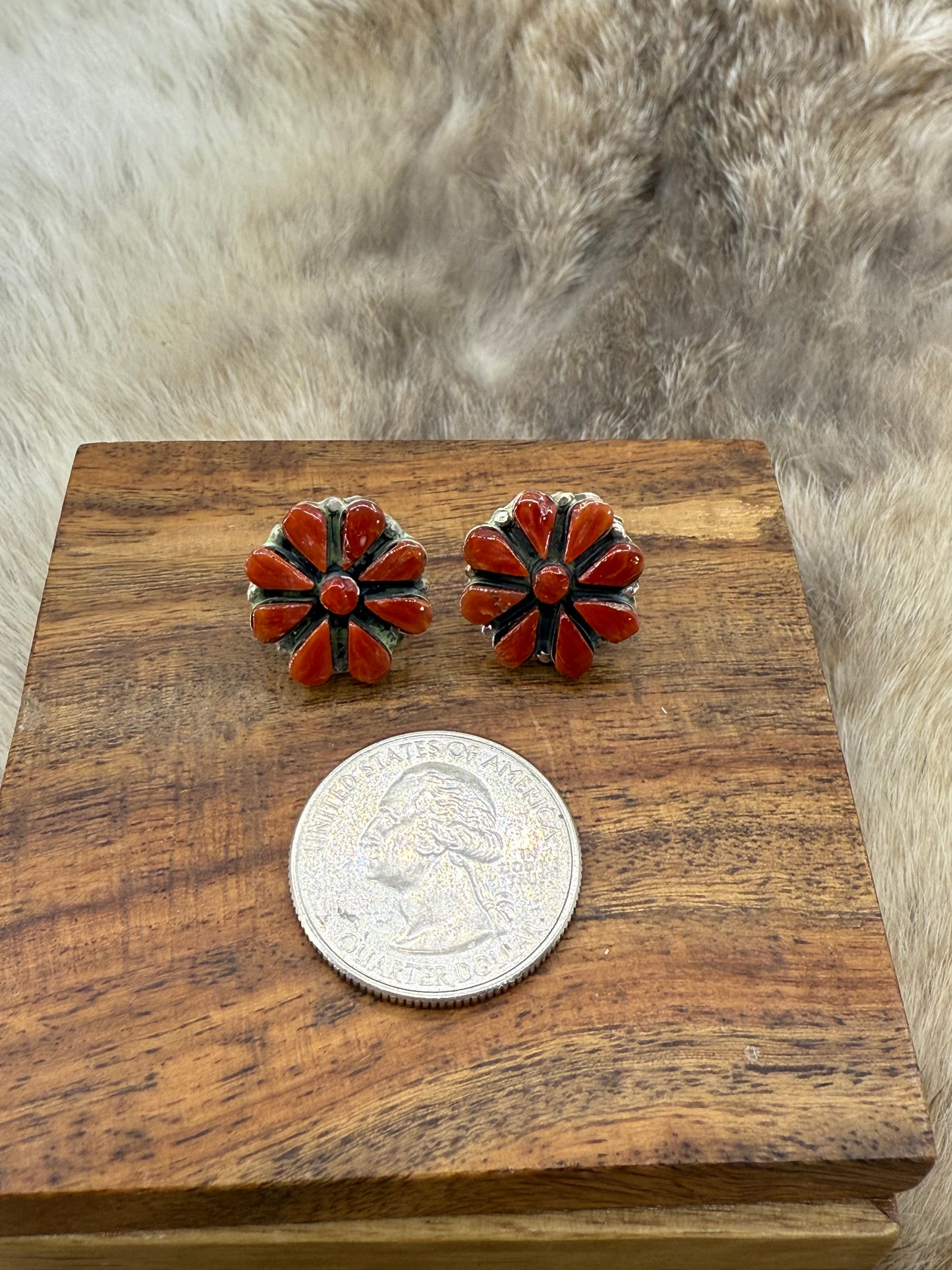 Coral Cluster Earrings by Arlo & Rose Kanteena, Zuni