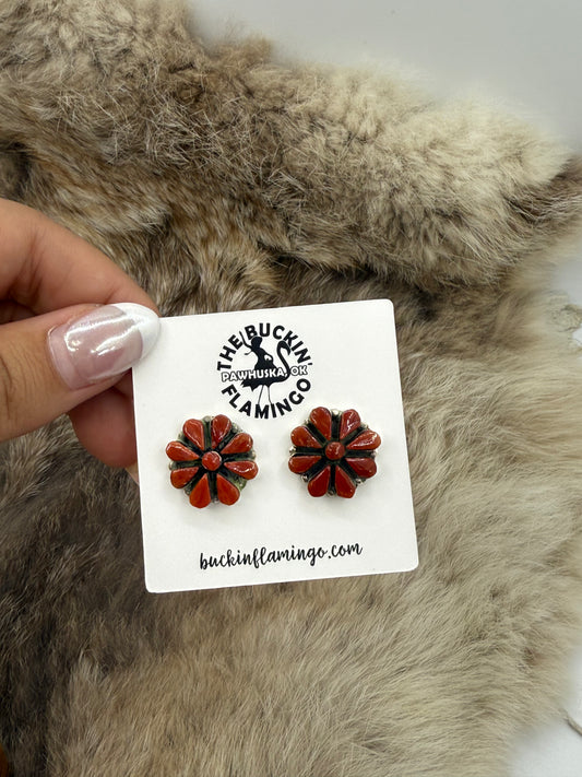 Coral Cluster Earrings by Arlo & Rose Kanteena, Zuni