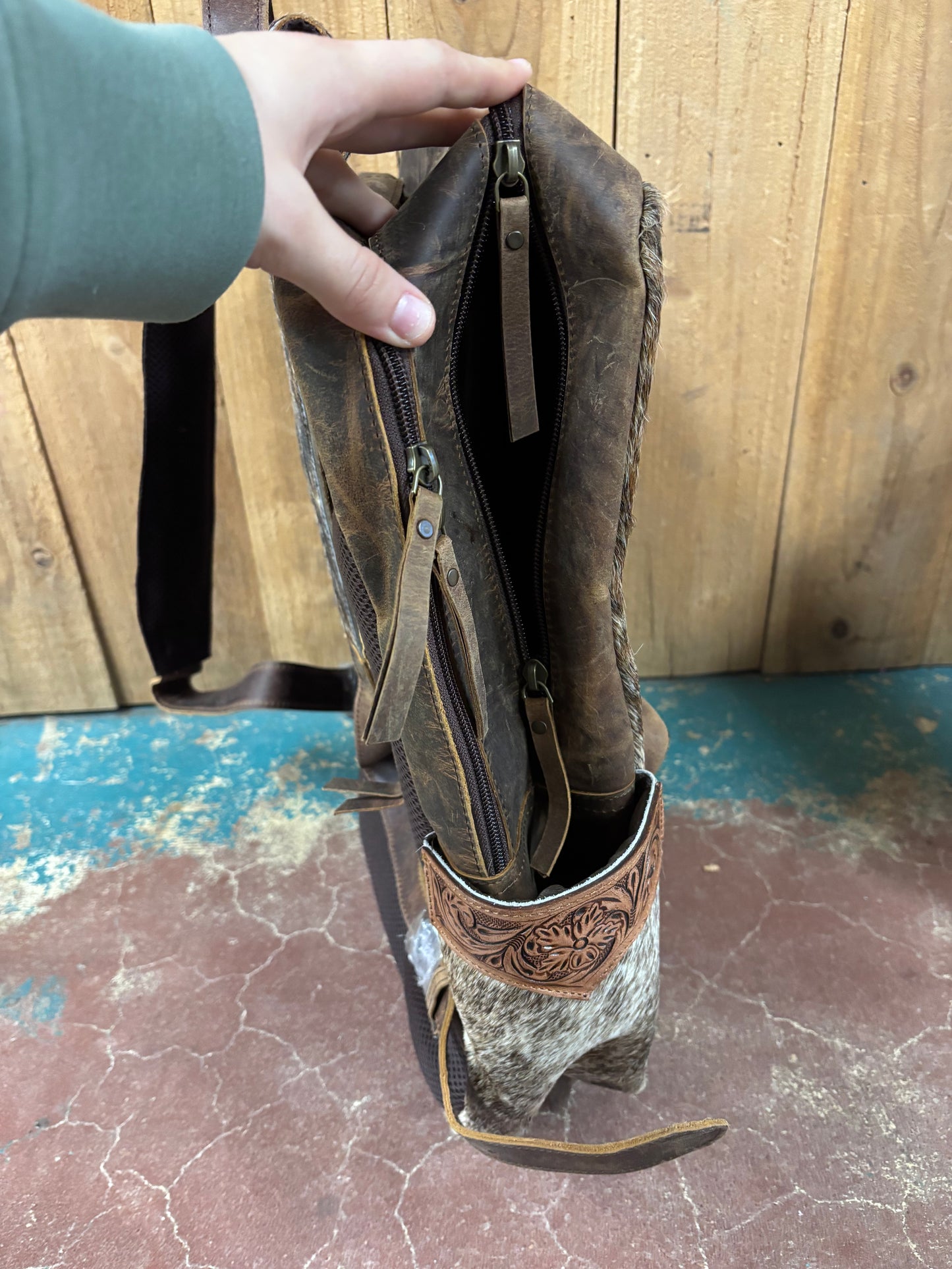 Brown Cowhide Leather Backpack